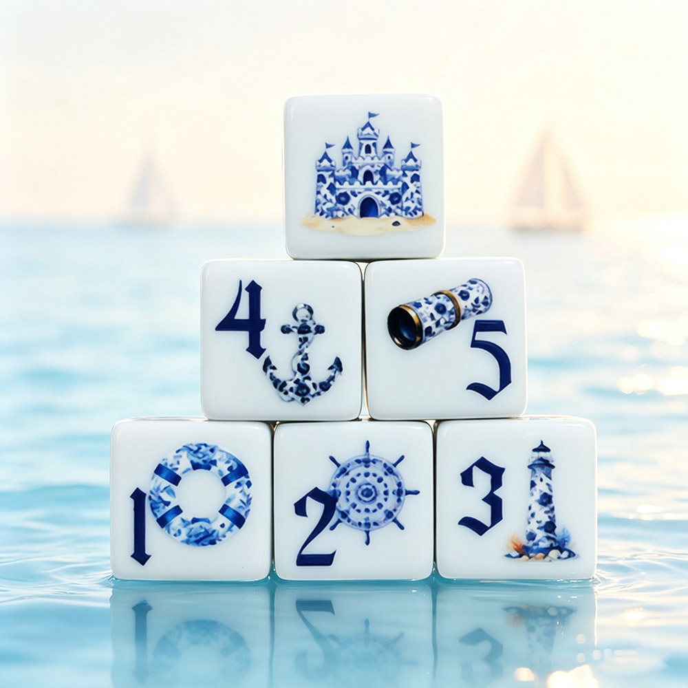 Board Game Print - 12 قطعة من النرد الأكريليك الأزرق