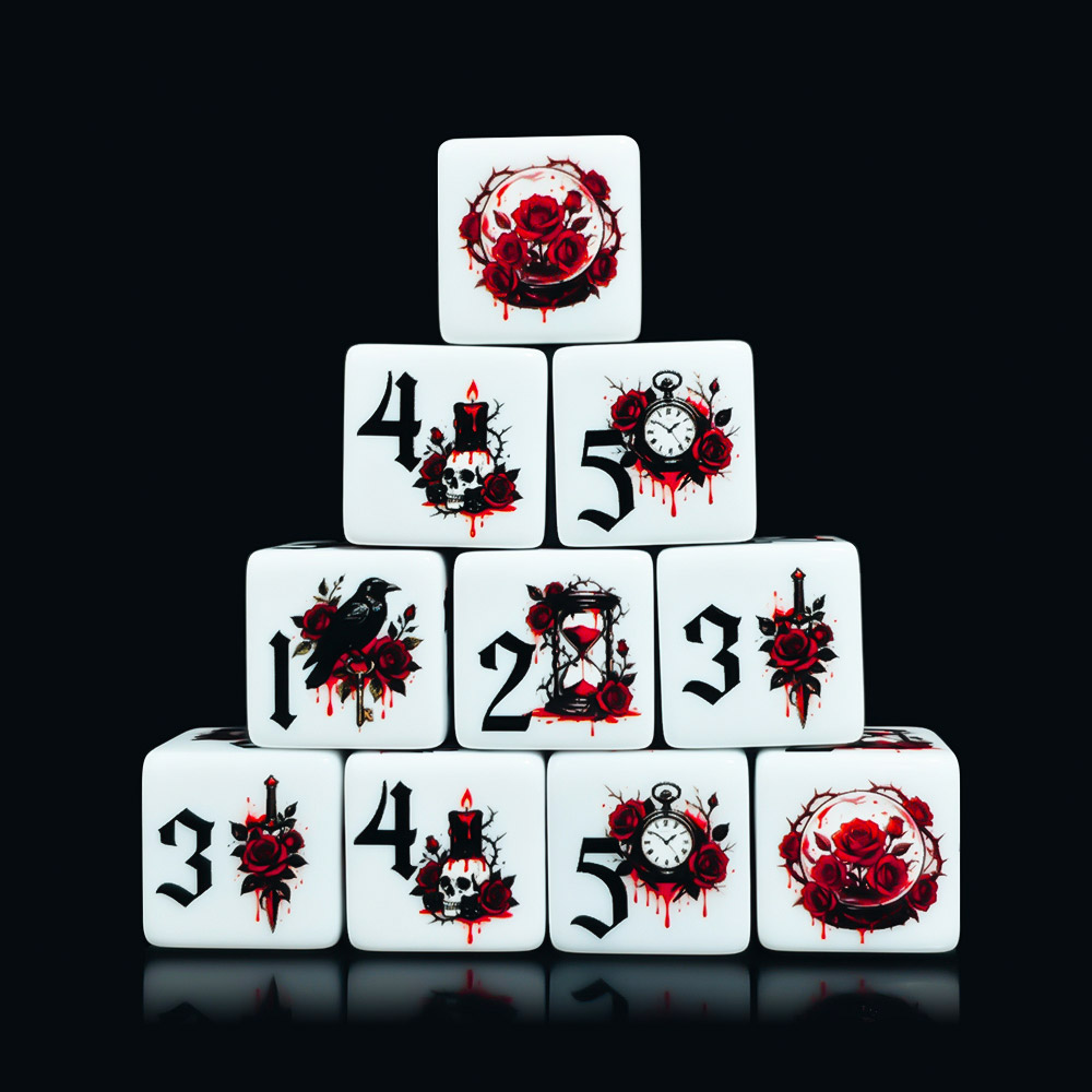 12 قطعة من مكعبات النرد الأكري - مراجعة Board Game Print وسعره